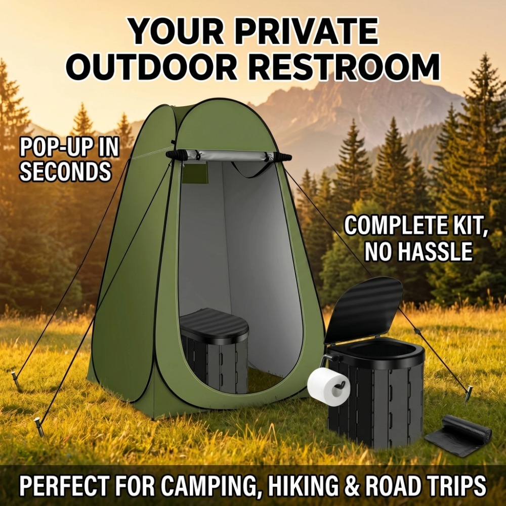 Outdoor Camping Toilet Tent - Tenda portátil dobrável para camping, banheiro