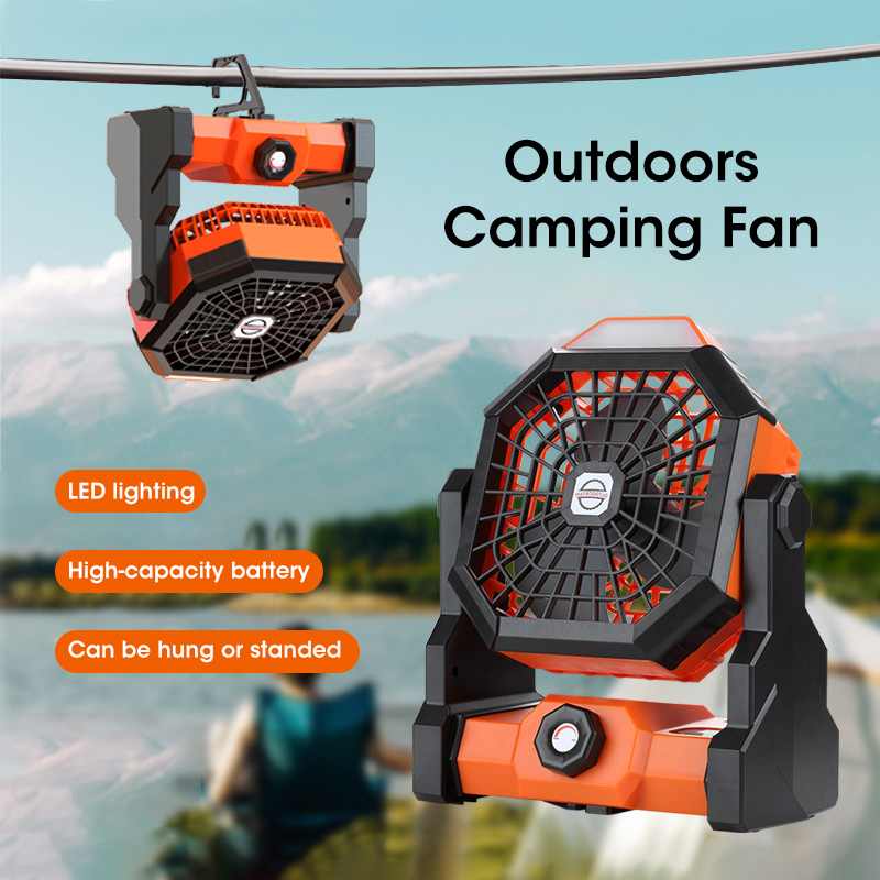 Outdoor Camping Ventilator - Ventilador de acampamento 10000mAh com lanterna