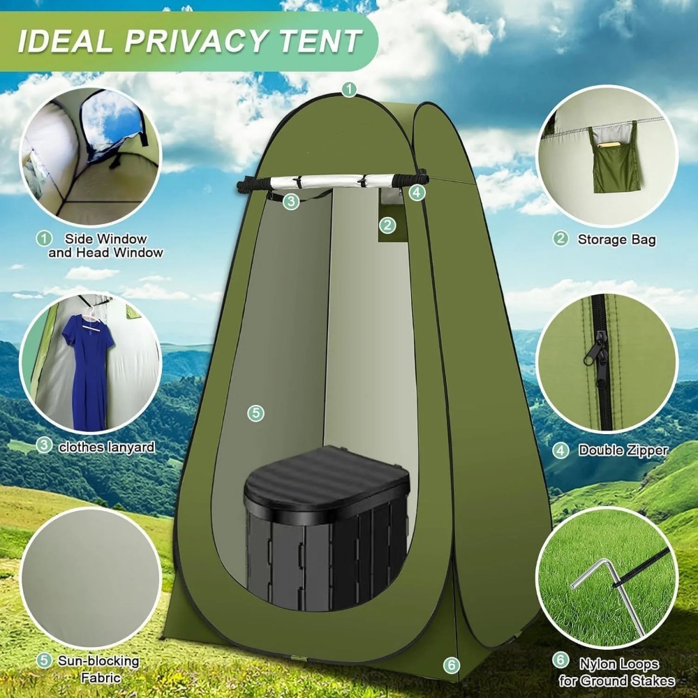 Tenda portátil dobrável para c - Outdoor Camping Toilet Tent avaliação e preço